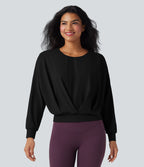 Top de sport yoga SoftlyZero™ Airy col rond manches longues ourlet croisé