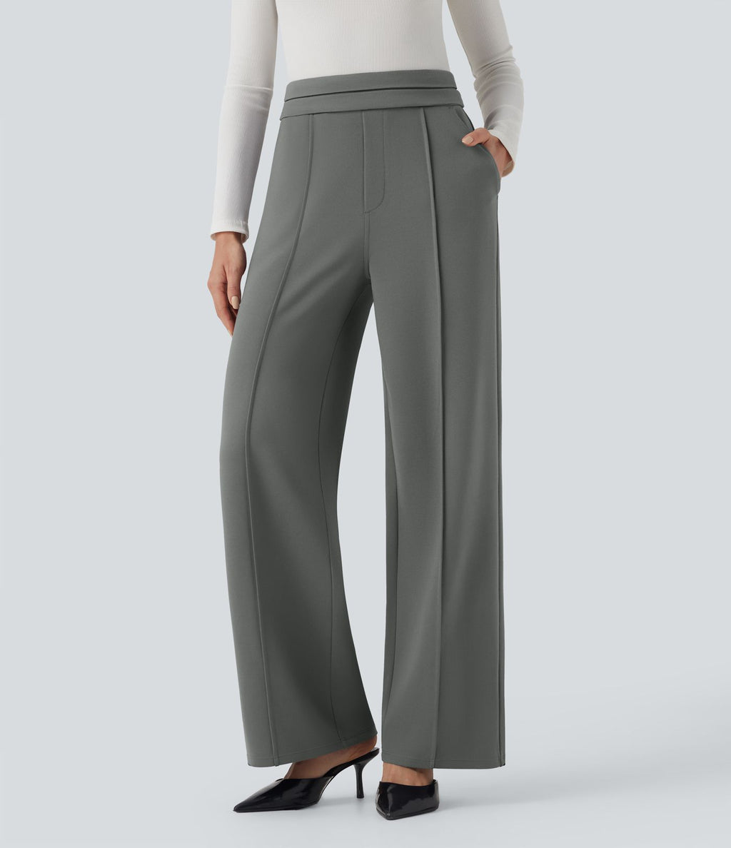 Pantalon tailleur coupe droite taille haute Halara Flex™ avec poches