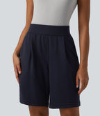 Short tailleur taille haute avec poches
