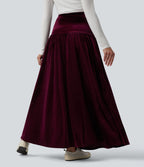 Jupe longue casual trapèze velours taille haute