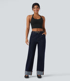 Débardeur décontracté cropped maille côtelée dos-nu boucle réglable