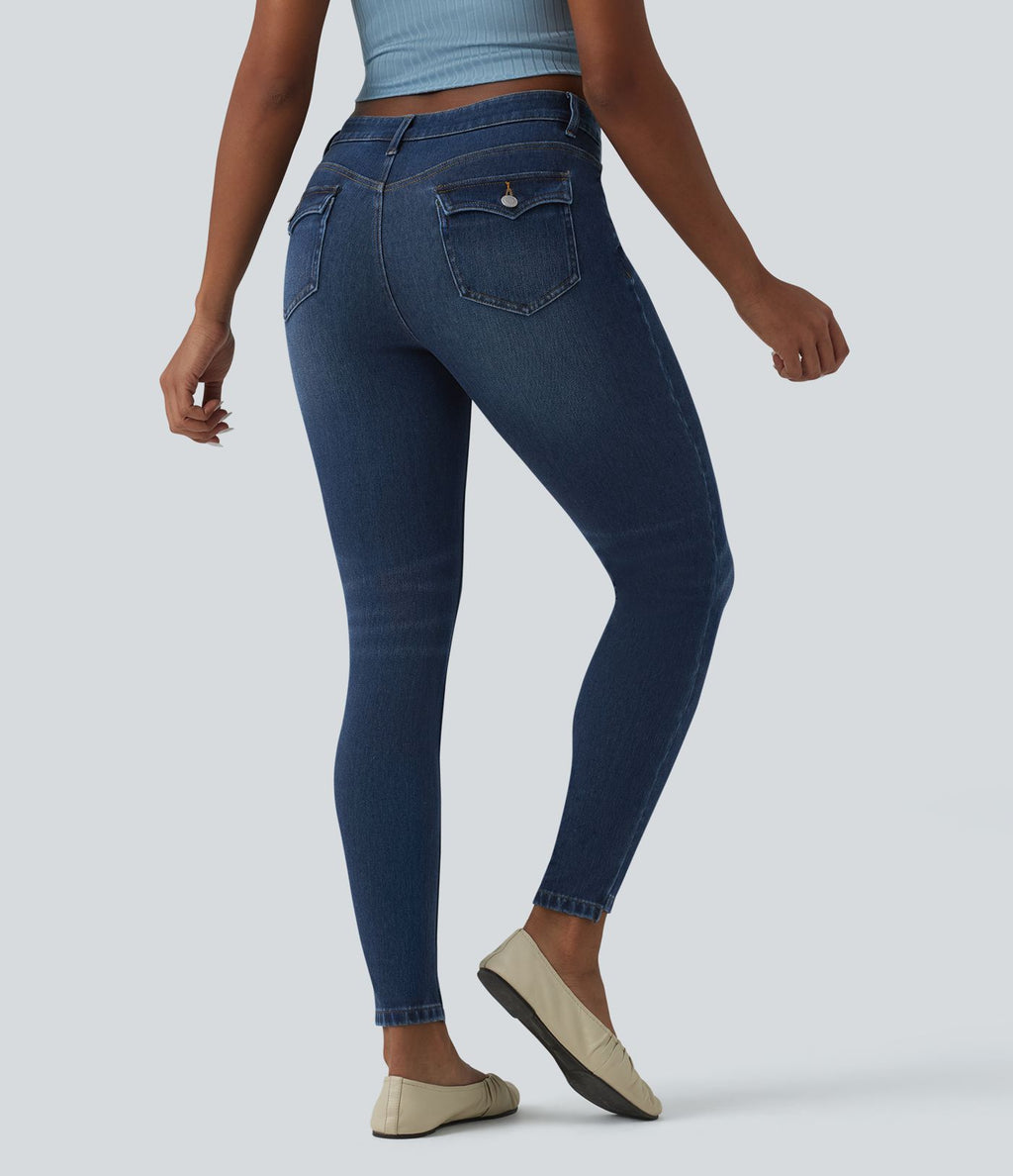 Jean skinny 7/8 décontracté taille basse Halara Flex™ avec poches