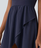 Breezeful™ Robe Casual 2 Pièces Dos Nu Haut Bas Poche Latérale Fluide Séchage Rapide
