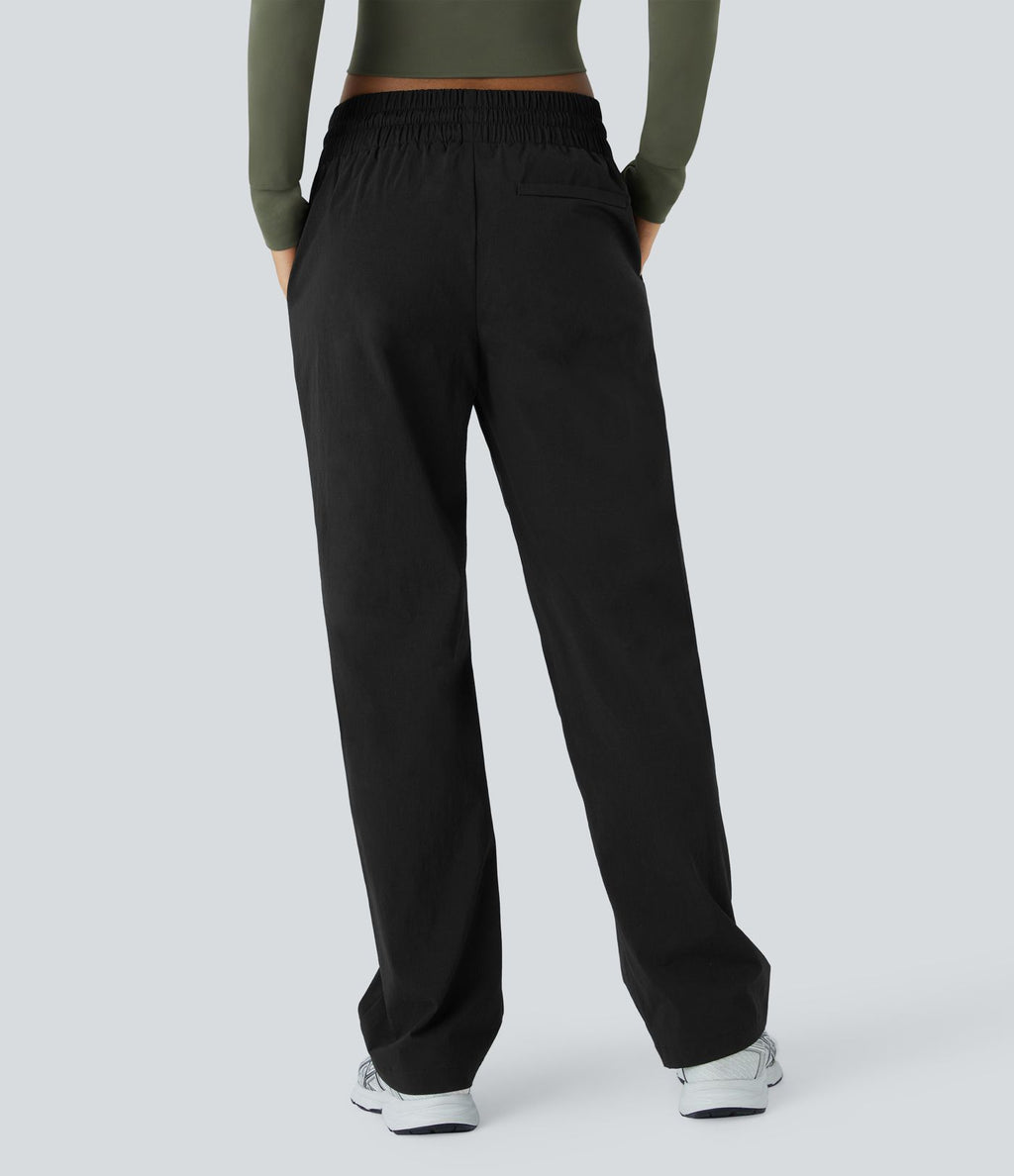 Pantalon décontracté résistant à l'usure, taille moyenne, cordon ajustable, poches latérales et coupe droite