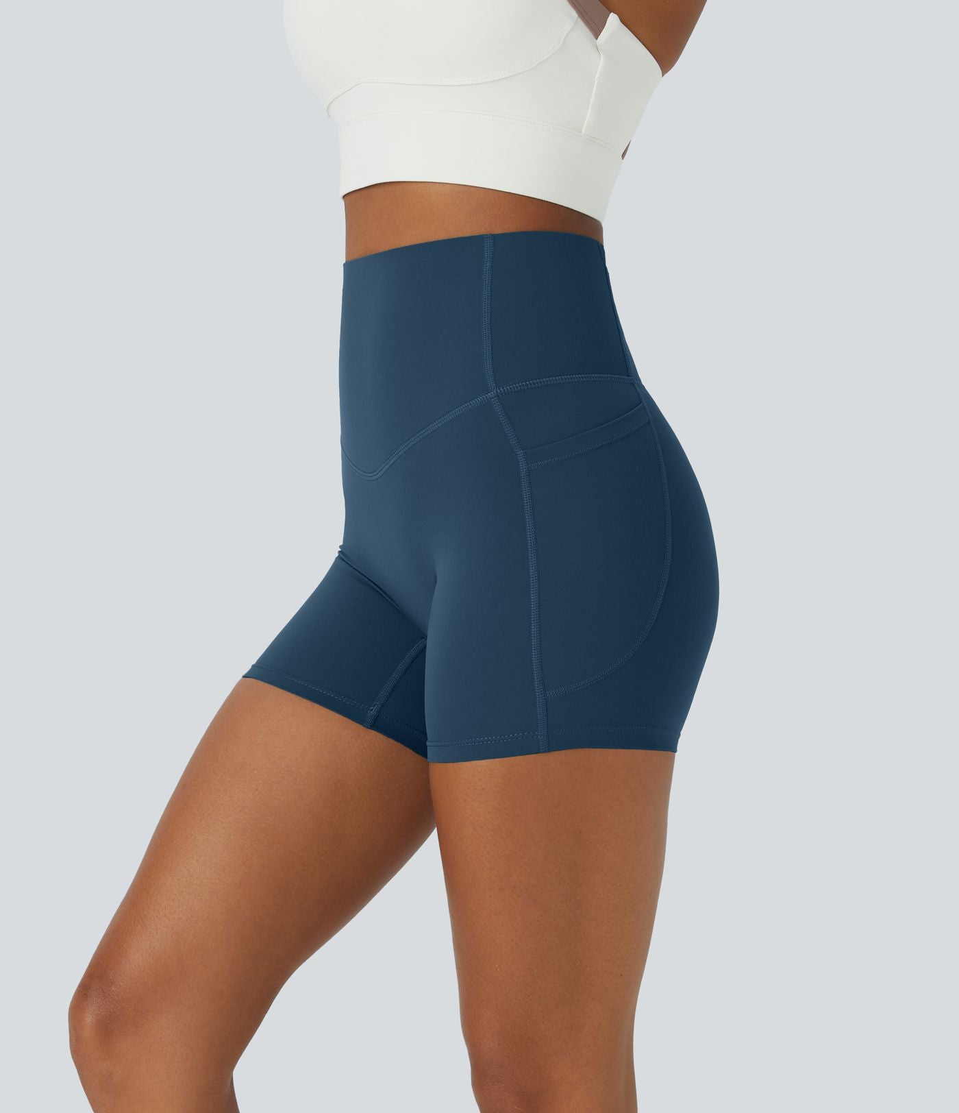 Short cycliste d'entraînement gainant taille haute UltraSculpt™ SoCinched à poches latérales 12,5 cm