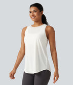 Débardeur de running longueur allongée en mesh contrasté avec ourlet arrondi