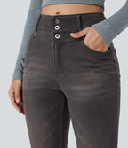 Halara Flex™ Jean skinny Casual Taille Haute Fermeture Éclair Boutonnés Plusieurs Poches Tricot Extensible