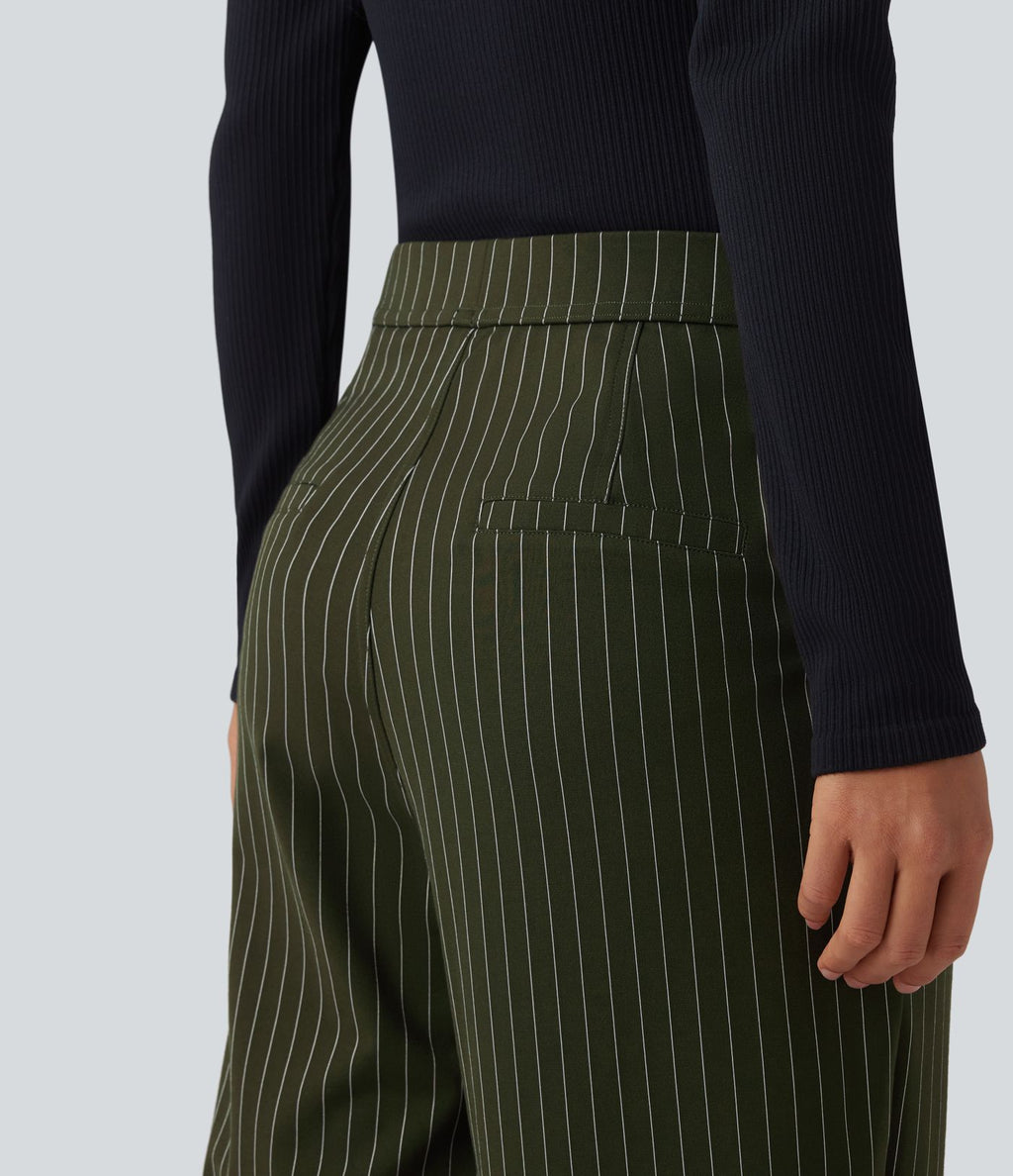 Pantalon Halara Flex™ tailleur droit taille haute rayé effet frais InstantCool avec poches