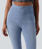 Legging 7/8 casual denim Halara Flex™ gainant taille haute avec poches