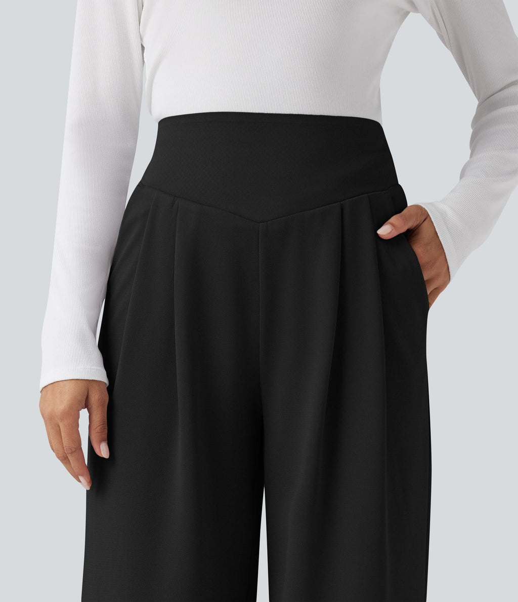 Pantalon de travail droit Halara Flex™ taille haute gainant en crêpe avec poches