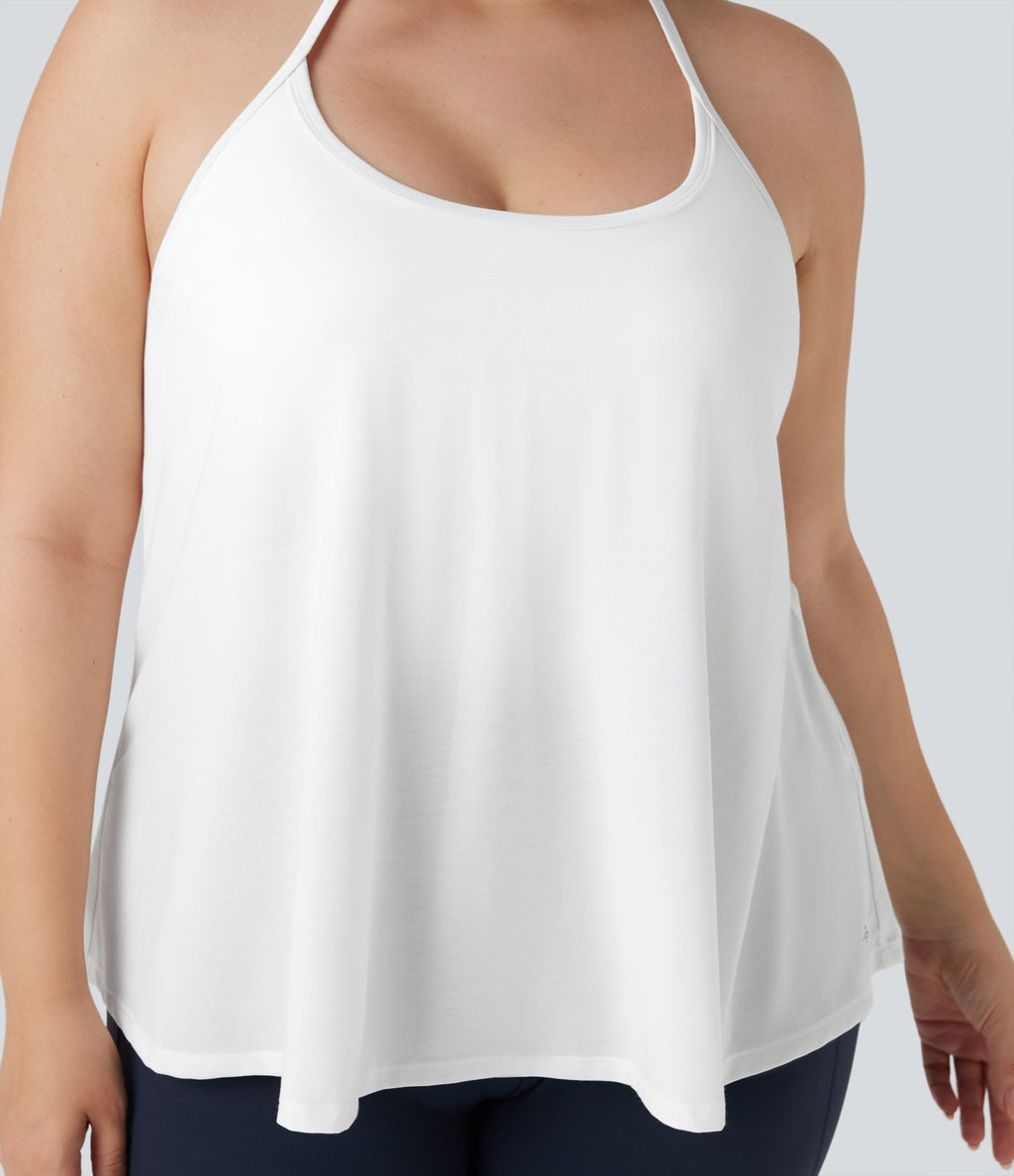 Haut de sport yoga grande taille SoftlyZero™ Airy col licou drapé effet frais InstantCool, protection solaire UPF50+