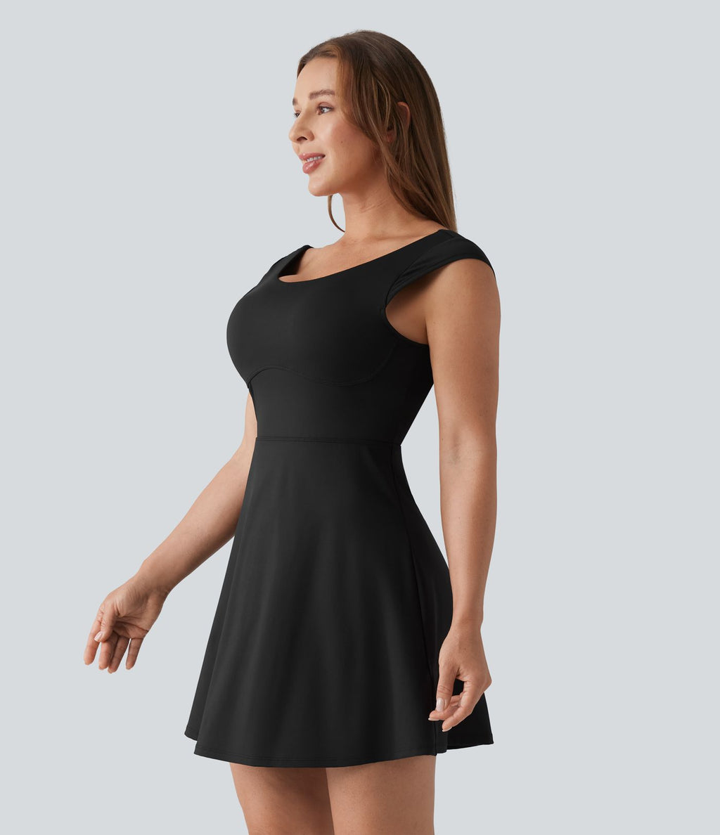 Robe de danse mini SoftlyZero™ Airy 2-en-1 col bateau dos nu effet frais InstantCool avec poches, accès facile Easy Peasy, protection solaire UPF50+
