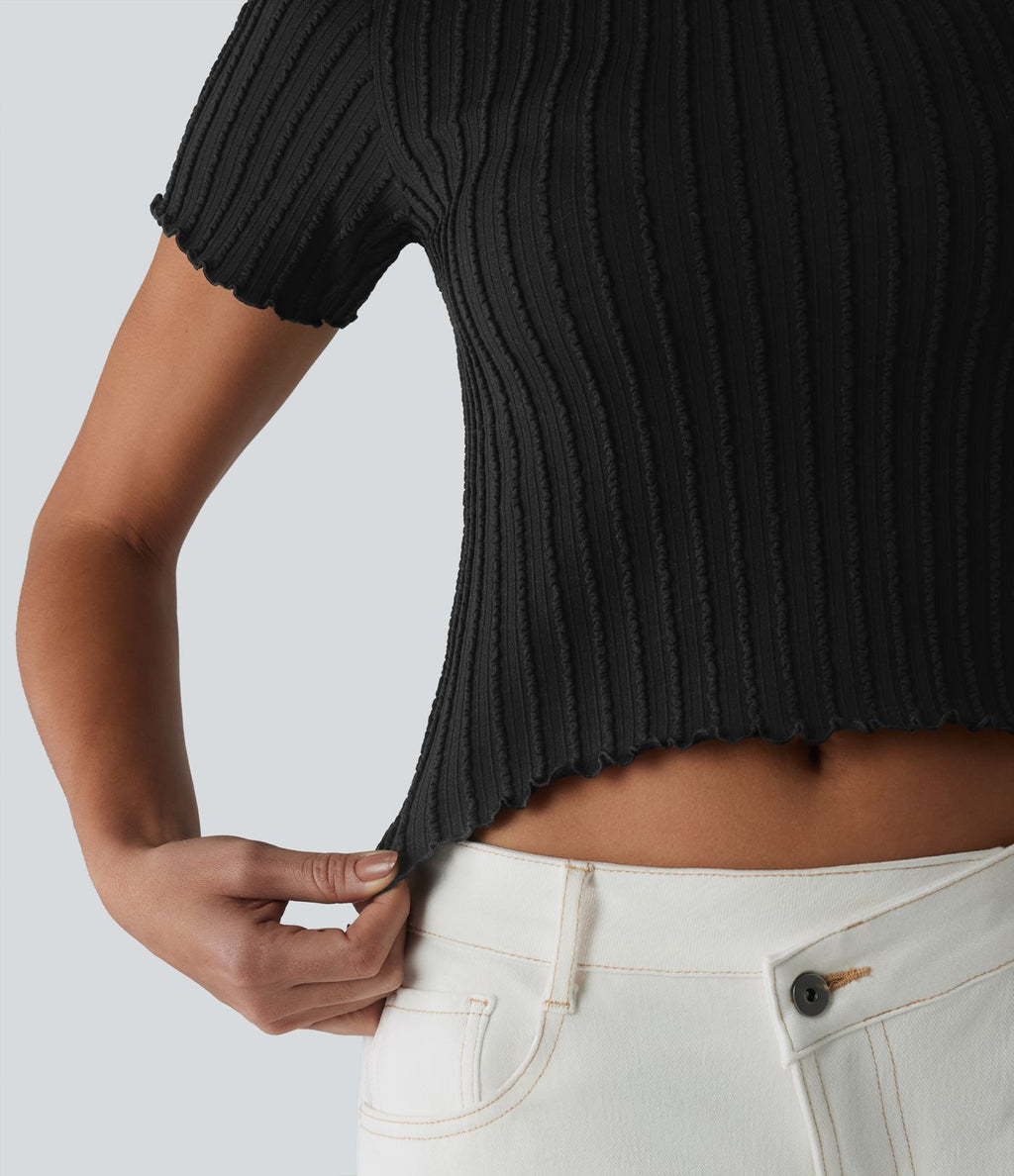 T-shirt crop décontracté OneForm Seamless Flow col rond manches courtes
