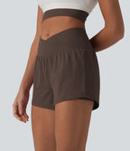 Short de yoga 2-en-1 SoftlyZero™ Airy croisé taille haute 7,5 cm effet frais InstantCool avec poches
