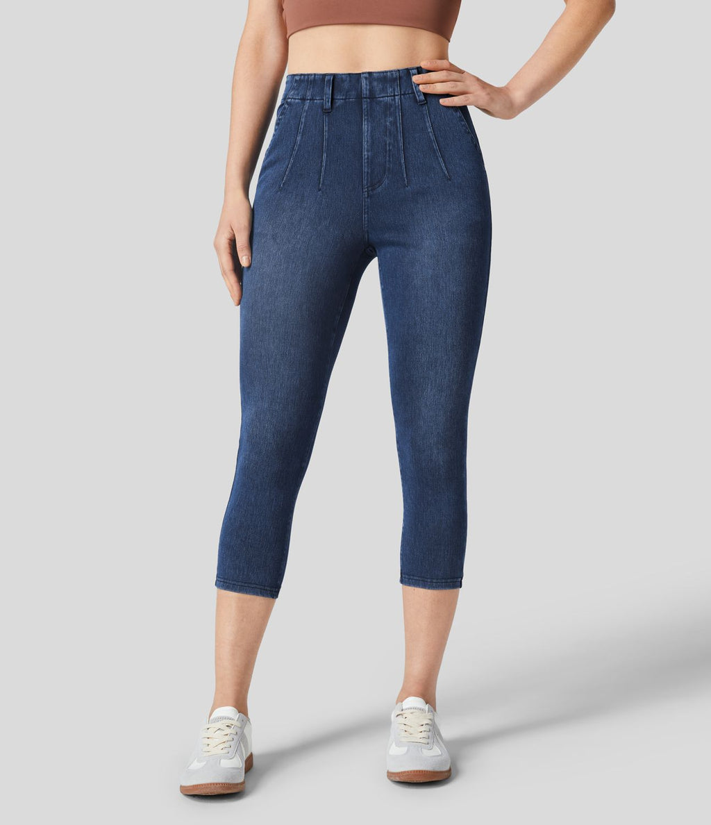Halara Flex™ Legging Capri Casual Taille Midi Avec Poche Latérale En Tricot Extensible