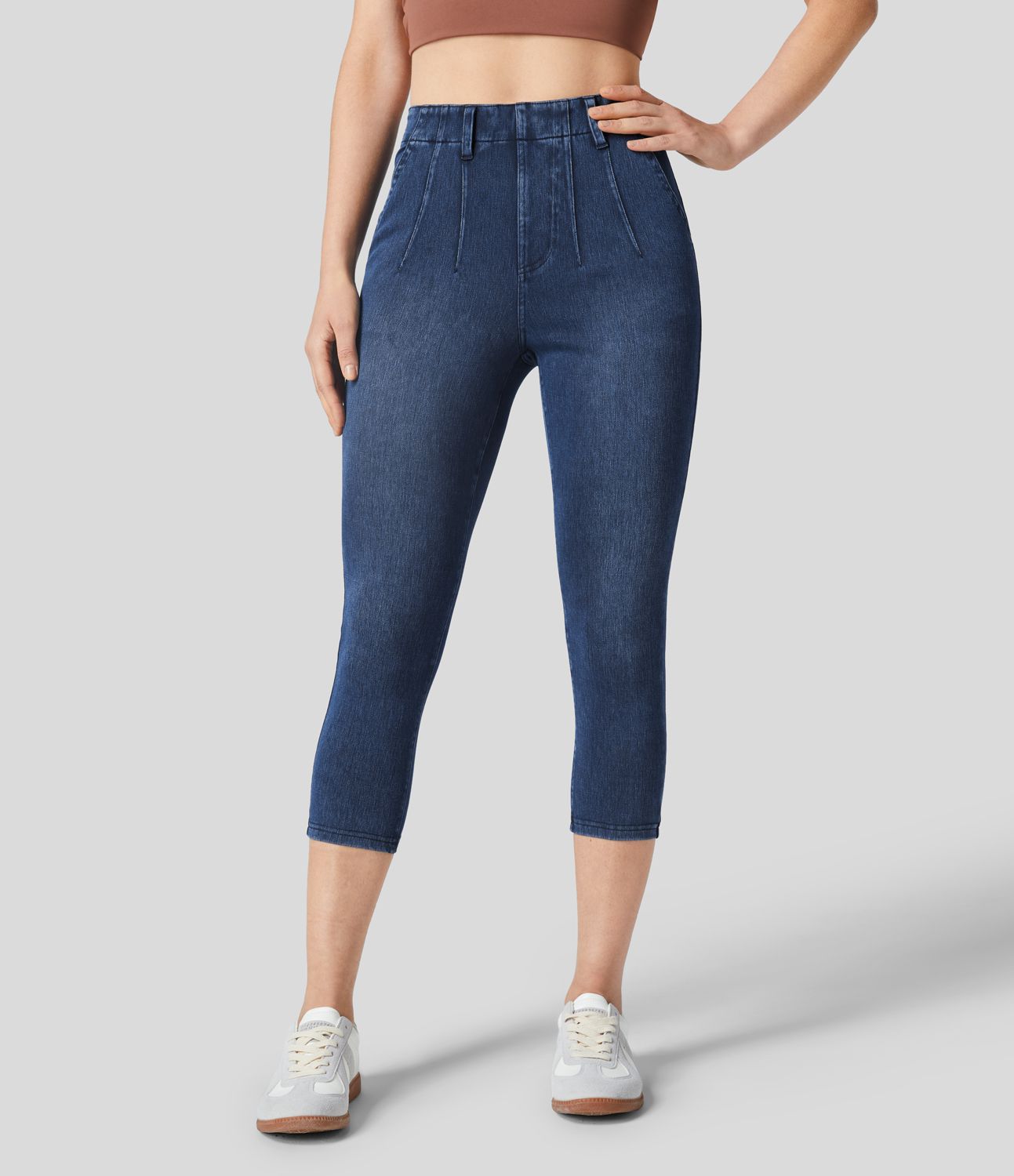 Halara Flex™ Legging Capri Casual Taille Midi Avec Poche Latérale En Tricot Extensible