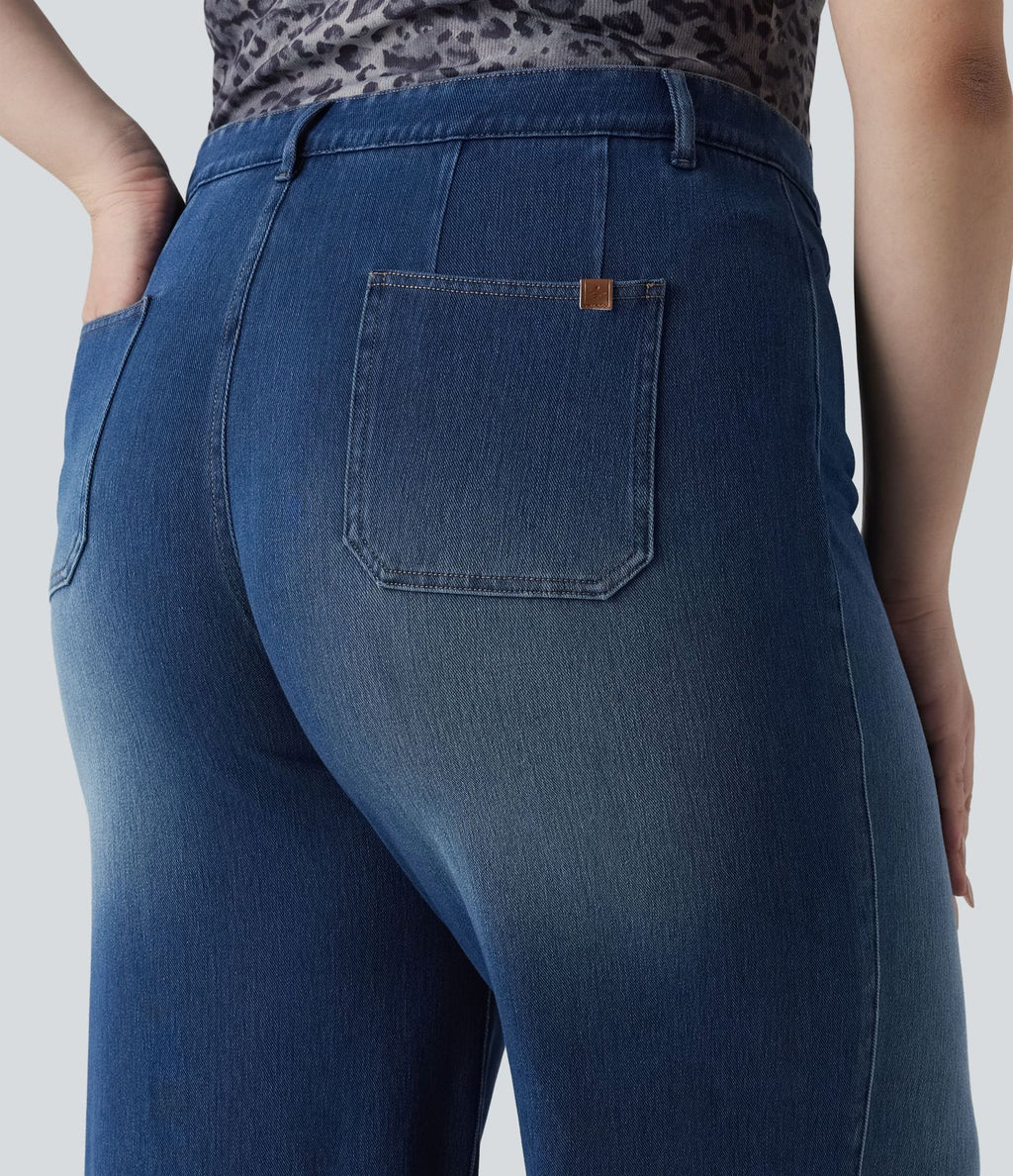Halara Flex™ Jean large casual grande taille taille haute ventre plat avec poches