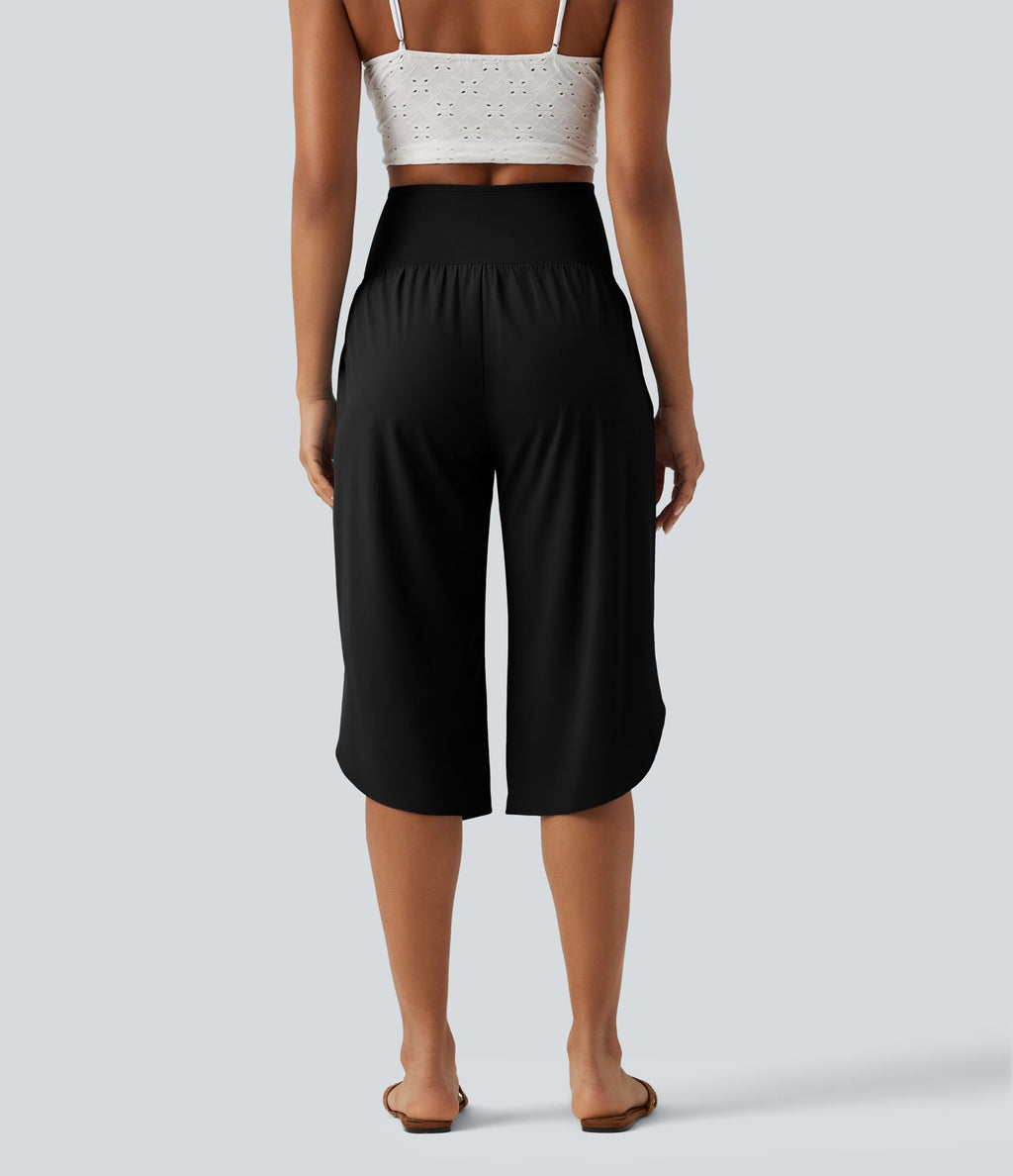 Pantalon corsaire de grossesse super taille haute en Breezeful™ à ourlet incurvé et séchage rapide avec poches