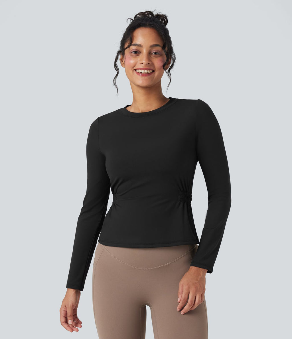 Haut de sport yoga SoftlyZero™ Plush manches longues froncé