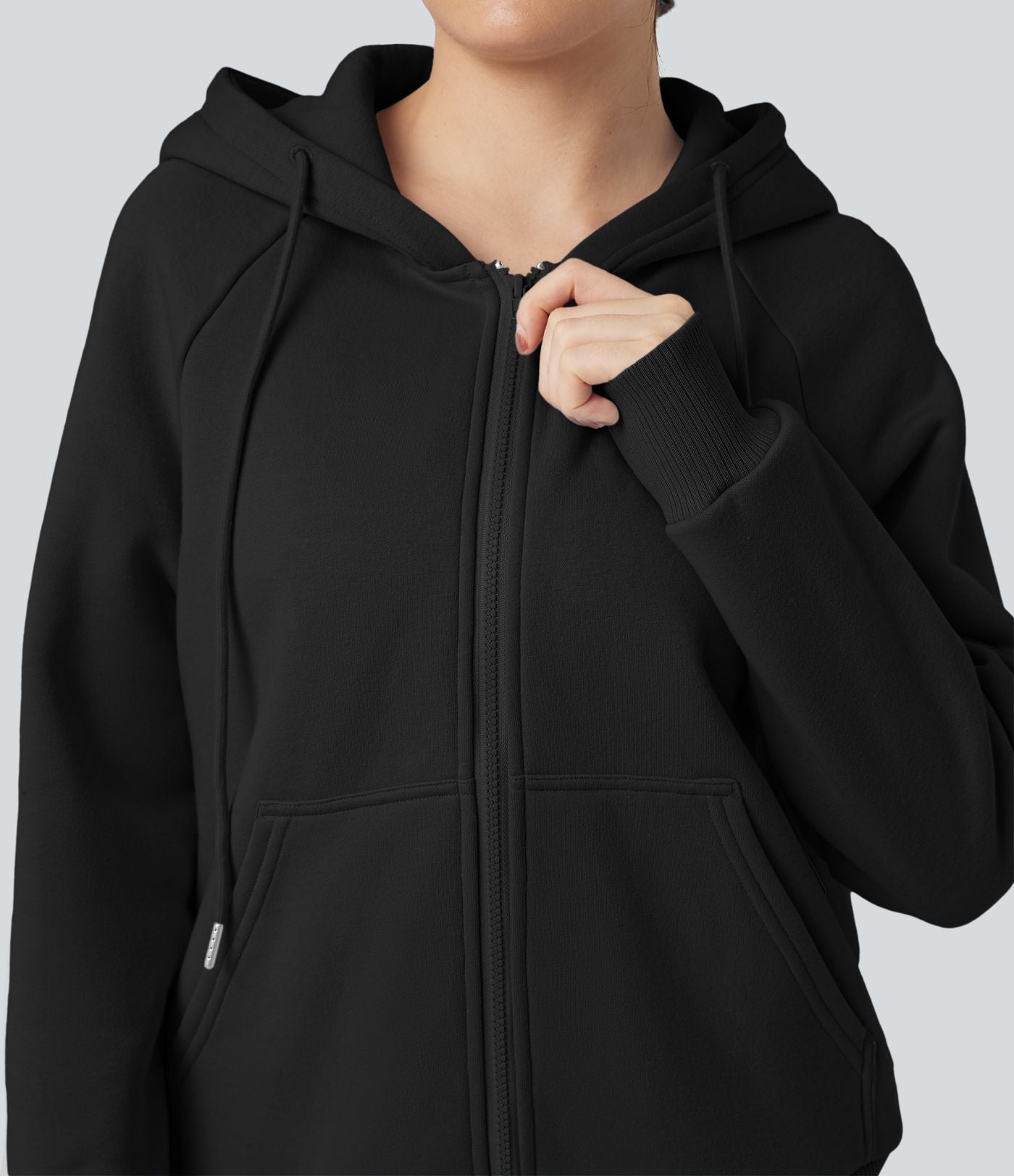 Sweat-shirt coton polaire à capuche cordon de serrage manches longues avec poches