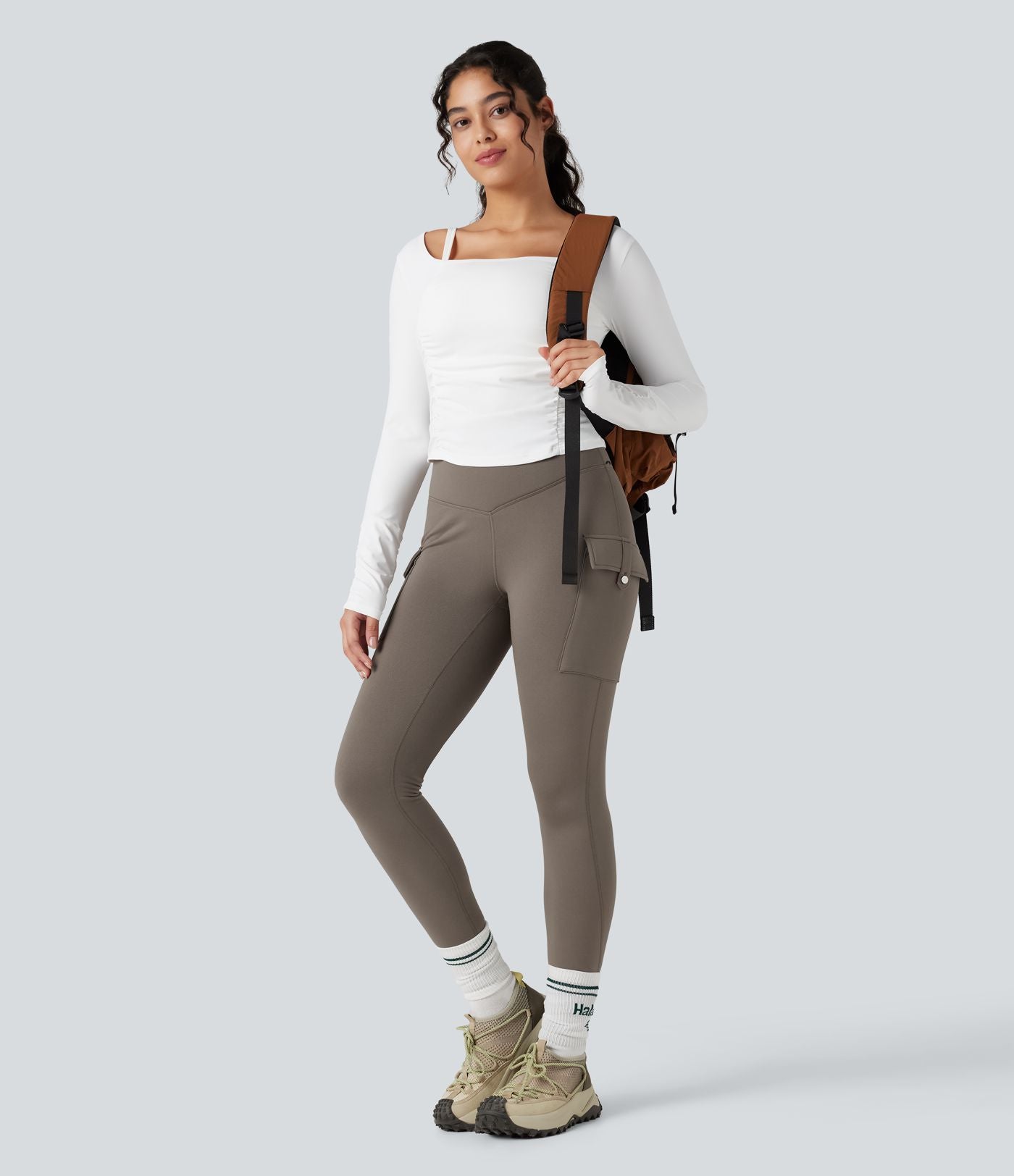 Legging de randonnée polaire gainant taille haute avec poches