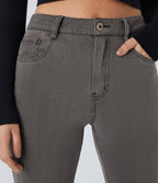 Halara Flex™ Jean Évasé Casual Taille Mi-haute Tricot Extensible Boutonnés Poches