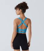 Débardeur yoga court SoftlyZero™ Airy col carré dos nu bretelles croisées effet frais InstantCool, bonnets A-C, protection solaire UPF50+