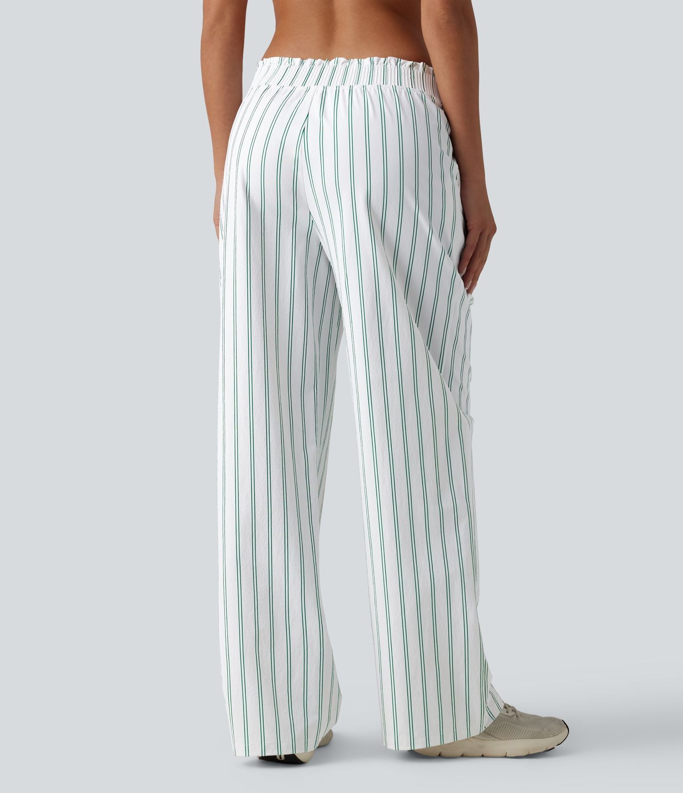 Pantalon de tennis rayé à taille mi-haute et jambes droites avec poches