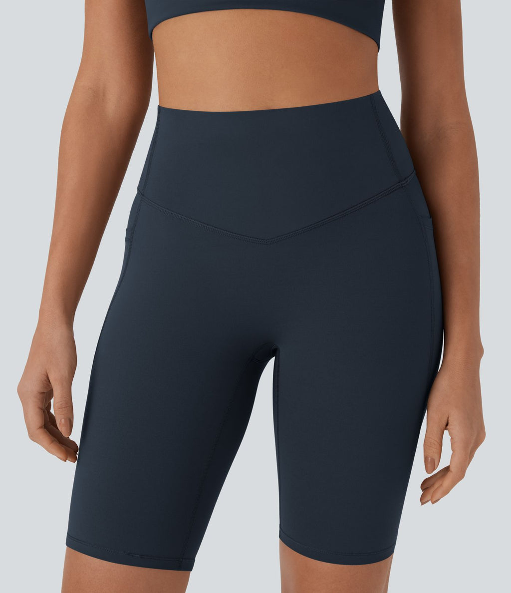 Short cycliste 22,8 cm d'entraînement gainant taille haute avec poches Halara UltraSculpt™