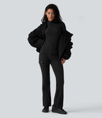 Haut de sport polaire demi-zip pliable à manches longues avec poche