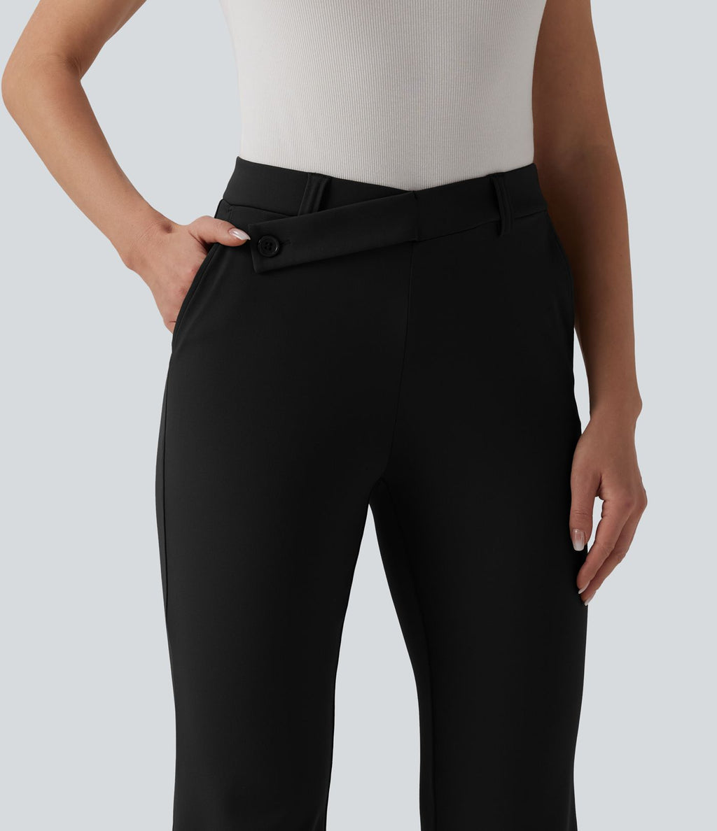 Pantalon tailleur évasé asymétrique Halara Flex™ DayStretch taille mi-haute avec poches