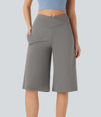 Pantacourt de yoga Cool Touch Softlyzero™ aérien à taille haute croisée, jambe large et poches