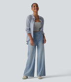Halara Flex™ Jean large décontracté taille haute gainant avec poches