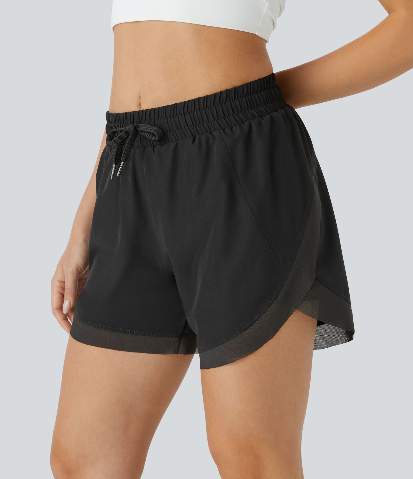 Short 12,5cm Running Fluide 2 en Taille Mi-Haut Cordon de Serrage Mesh Contrastant