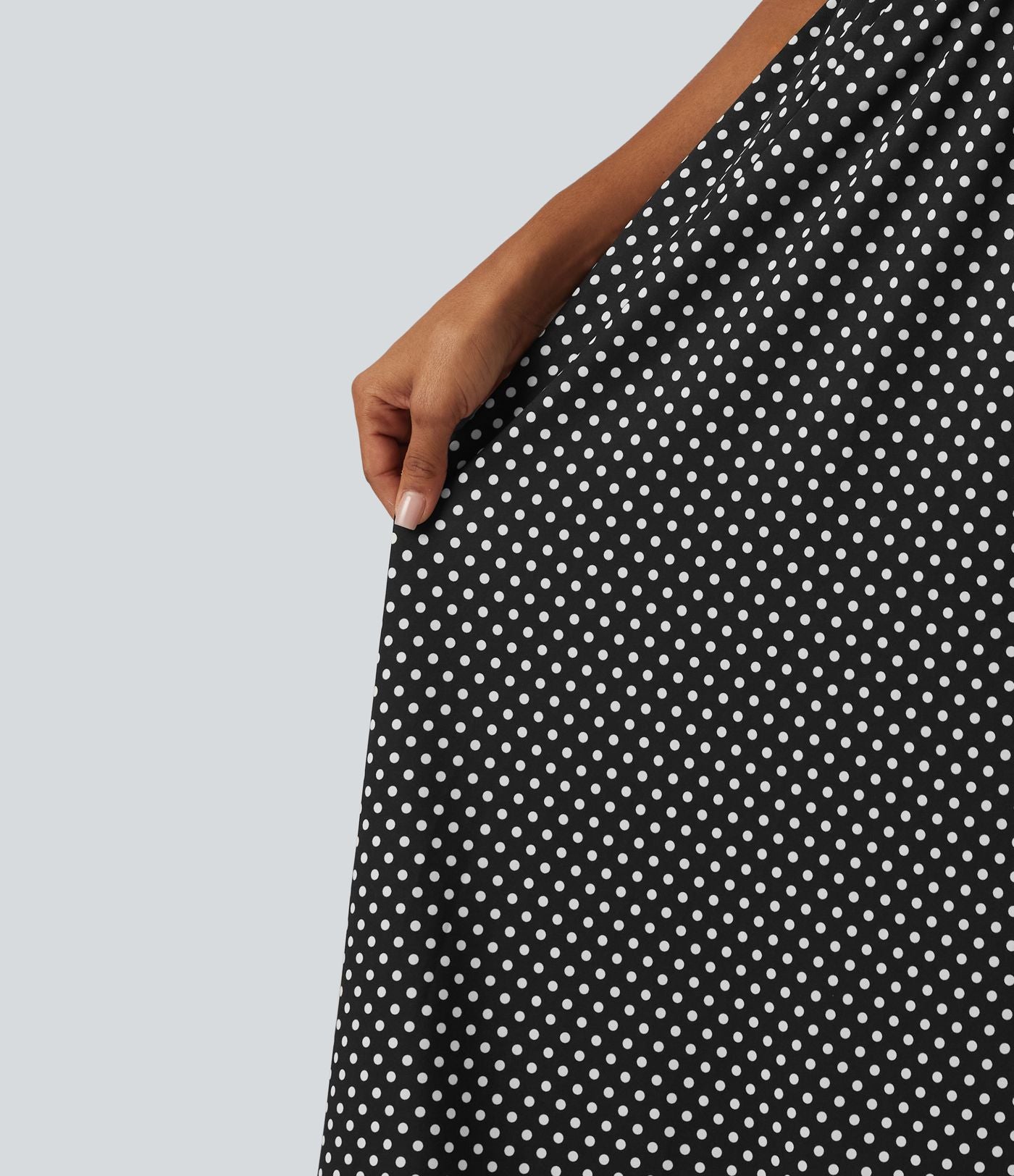Robe midi casual fluide à pois sans manches dos nu avec brassière intégrée croisée et poches - Bonnets DD-F