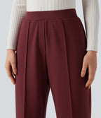 Pantalon tailleur coupe droite taille haute avec poches