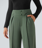 Pantalon tailleur coupe droite taille haute Halara Flex™ avec poches