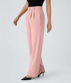 Pantalon de travail Halara Flex™ droit froncé avec poche zippée, taille haute