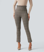 Pantalon tailleur skinny Halara Flex™ paper bag pied-de-poule carreaux taille haute à nœud avec poches