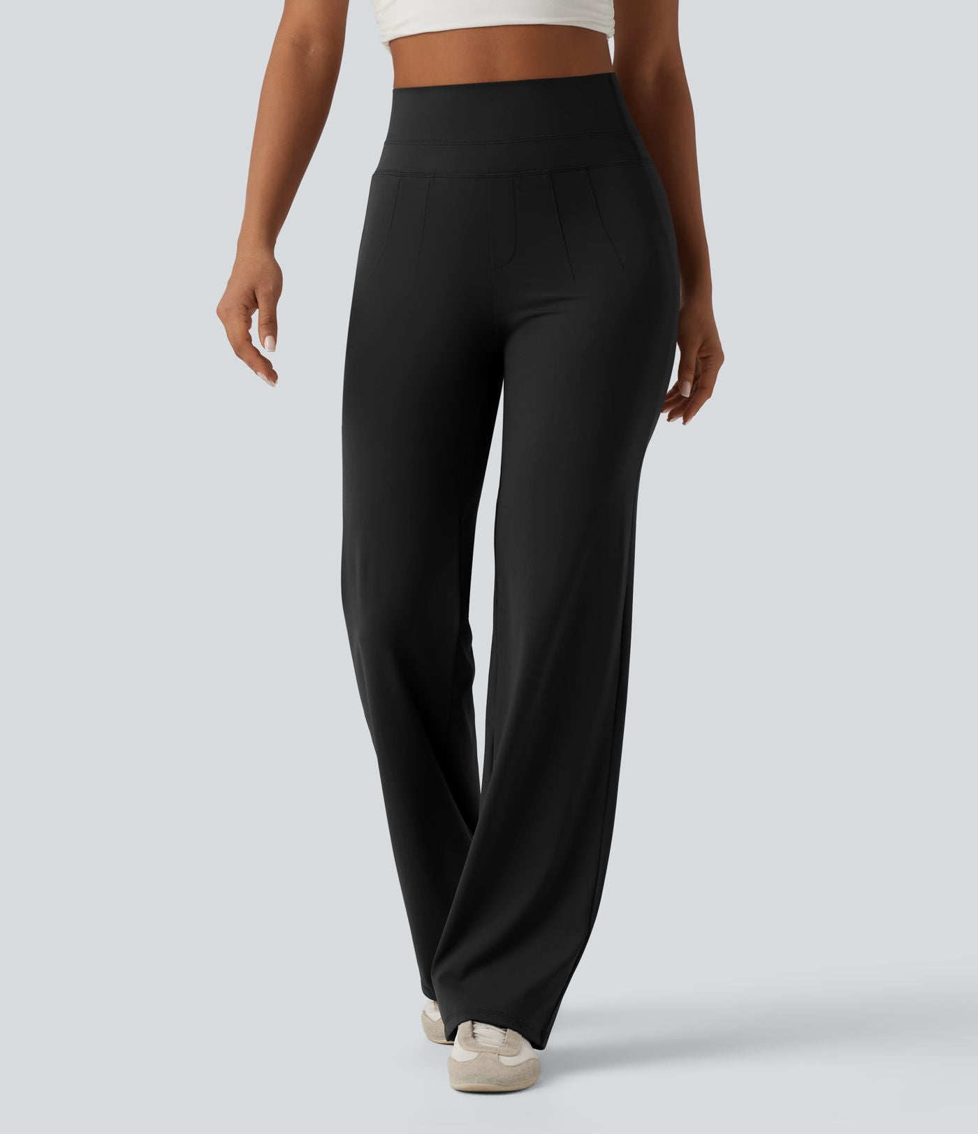Pantalon droit décontracté gainant à séchage rapide effet frais InstantCool taille haute avec poches