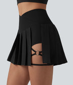 Breezeful™ Jupe de danse mini 2-en-1 croisée taille haute plissée ourlet asymétrique avec poches, séchage rapide