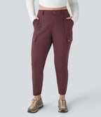 Pantalon cargo randonnée grande taille ajusté uni taille haute DayStretch avec poches zippées
