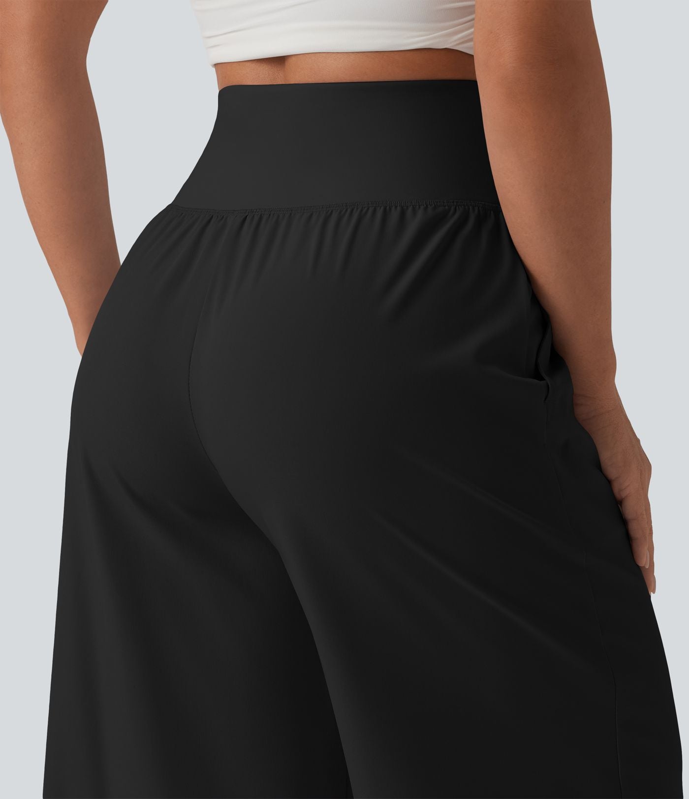 Pantalon large séchage rapide Breezeful™ taille haute à volants avec poches