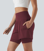 Short de yoga SoftlyZero™ Airy 2-en-1 taille ultra-haute effet frais InstantCool 17,5 cm avec poches
