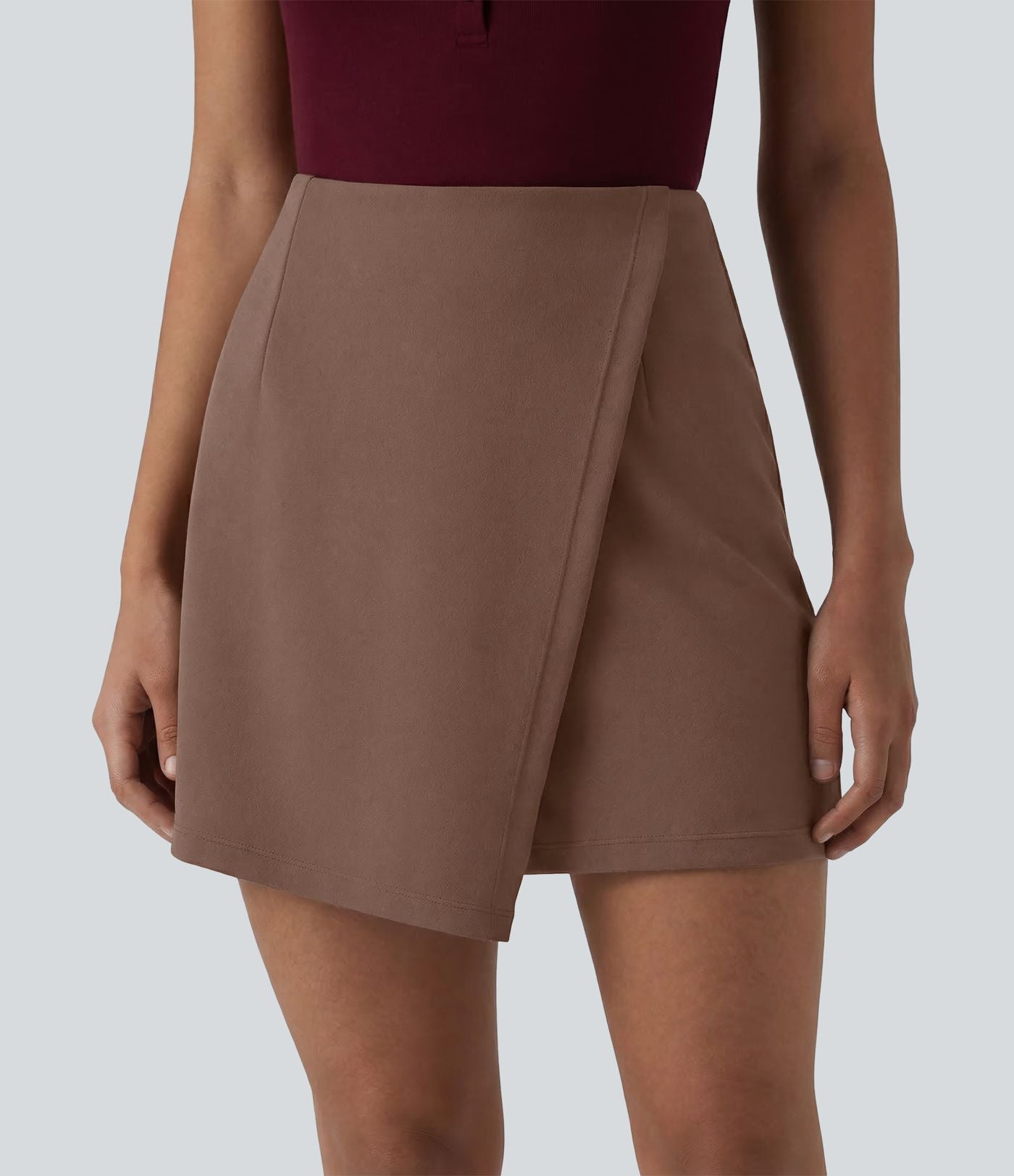 Jupe-short mini tailleur taille haute infroissable longueur rallongée