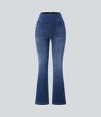 Halara Flex™ Jean bootcut décontracté extensible délavé taille haute à poches multiples