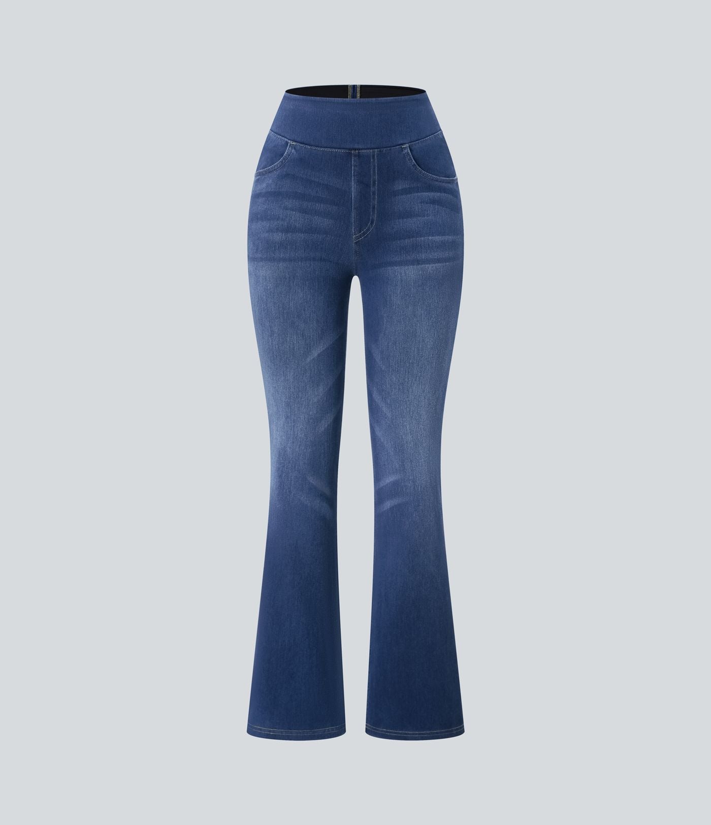 Halara Flex™ Jean bootcut décontracté extensible délavé taille haute à poches multiples