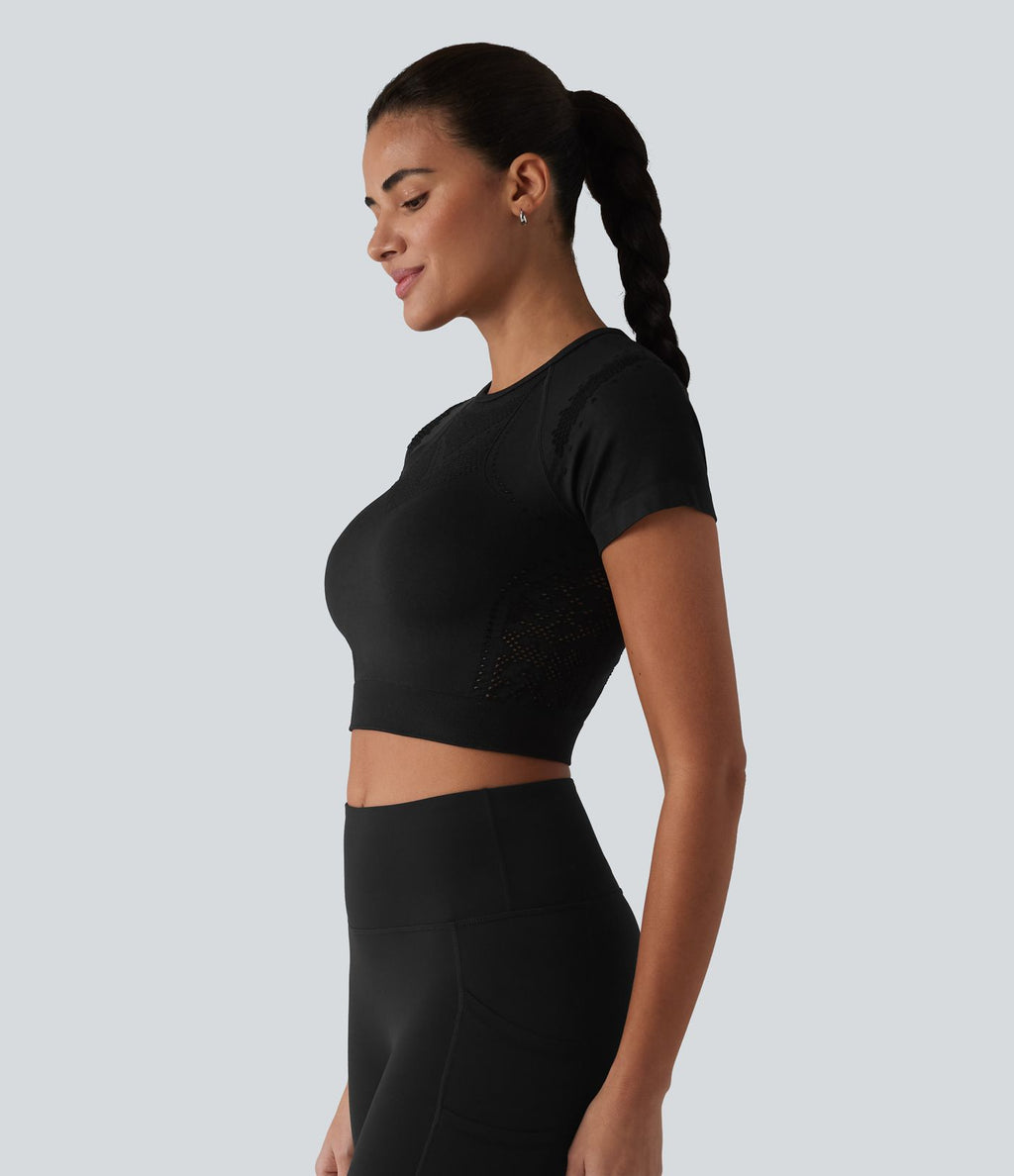 OneForm Seamless Flow Crop top de sport en mesh respirant sans couture