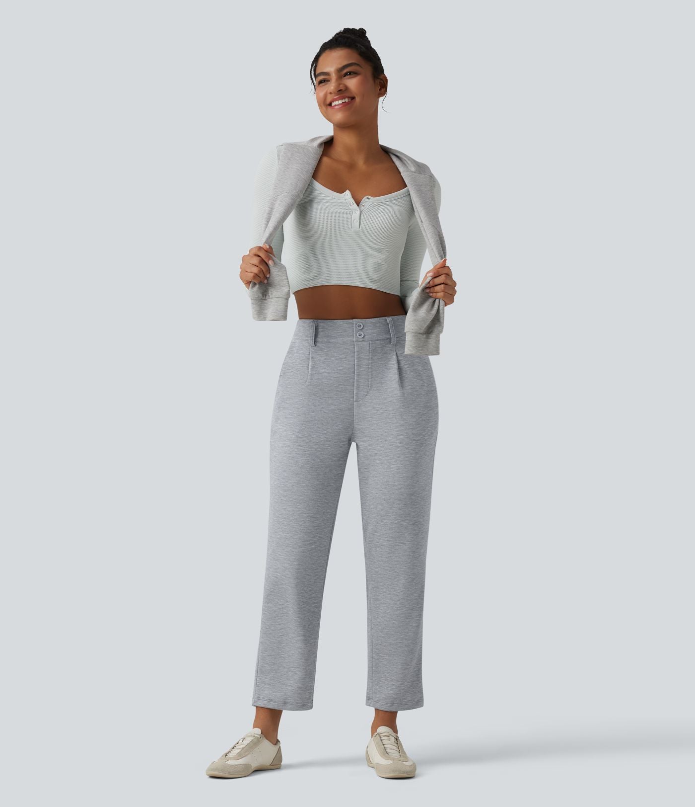 SpacerTek™ Pantalon fuselé décontracté taille haute avec poches