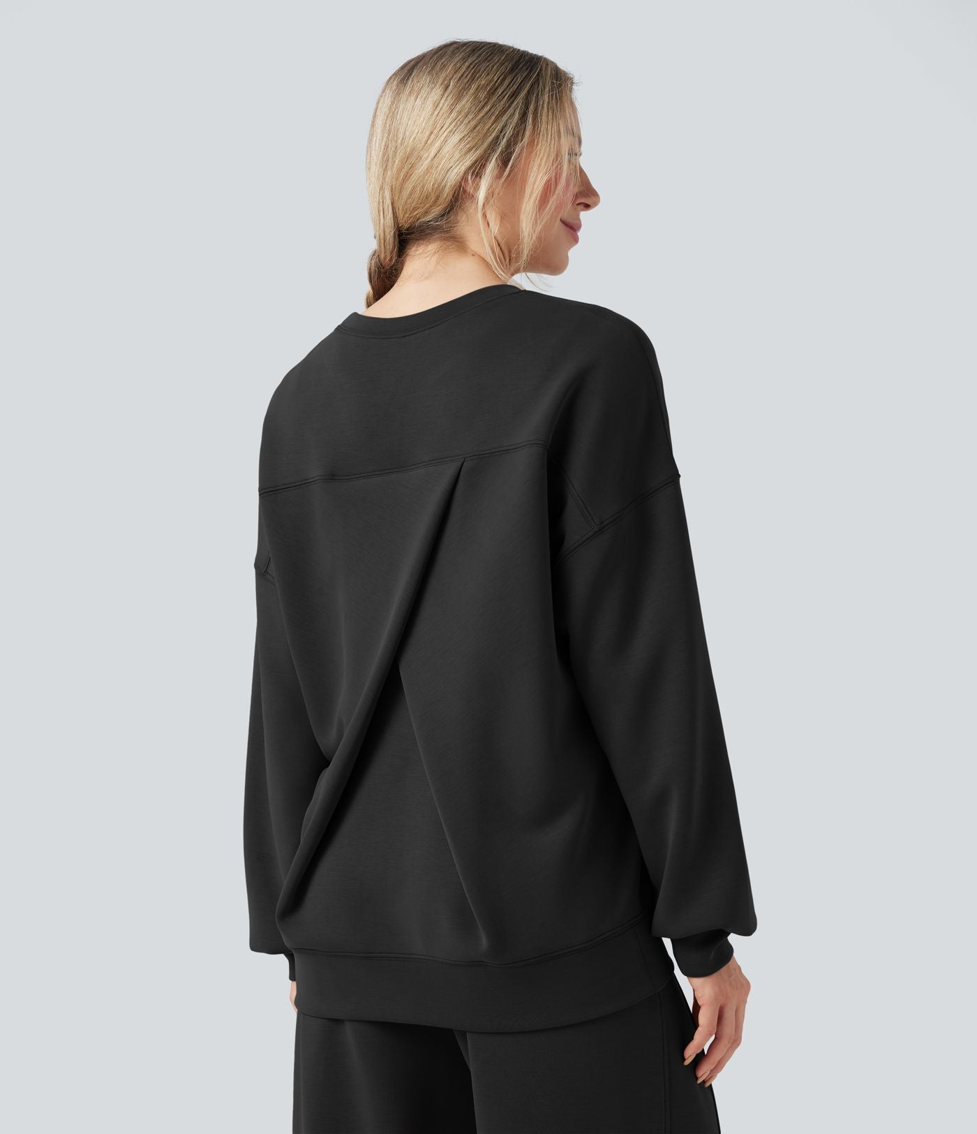 Sweat-shirt décontracté SpacerTek™ col rond, manches longues et dos croisé, avec poches